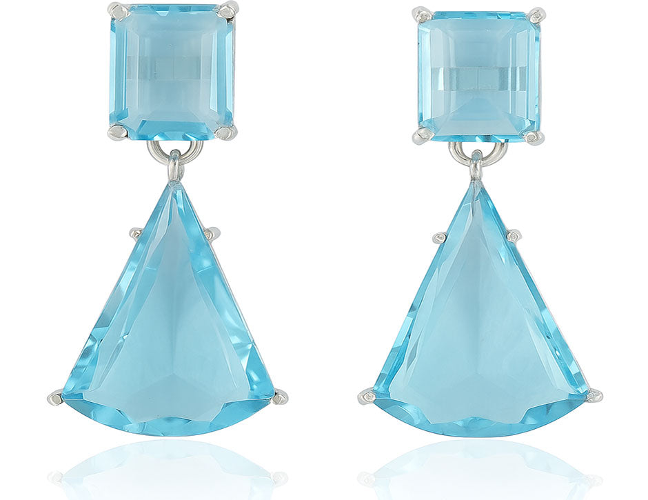 Powder Blue, 22KT-SILVER Polished Earring