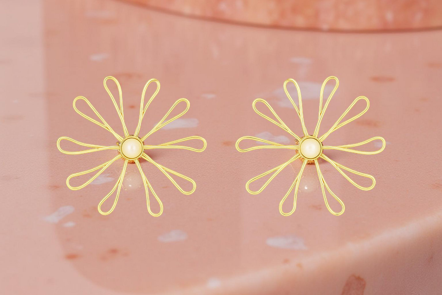 Geomatric design fusion earings | Golden | Screw Type