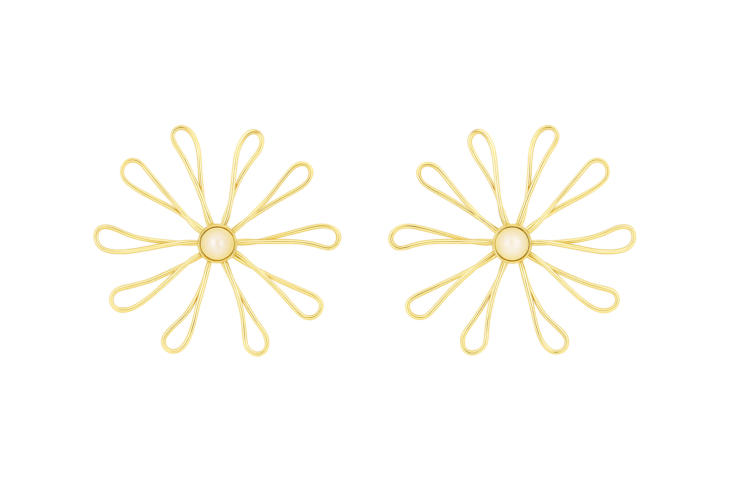 Geomatric design fusion earings | Golden | Screw Type