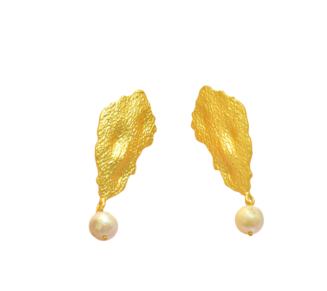 Geomatric design fusion earings | Golden | Screw Type