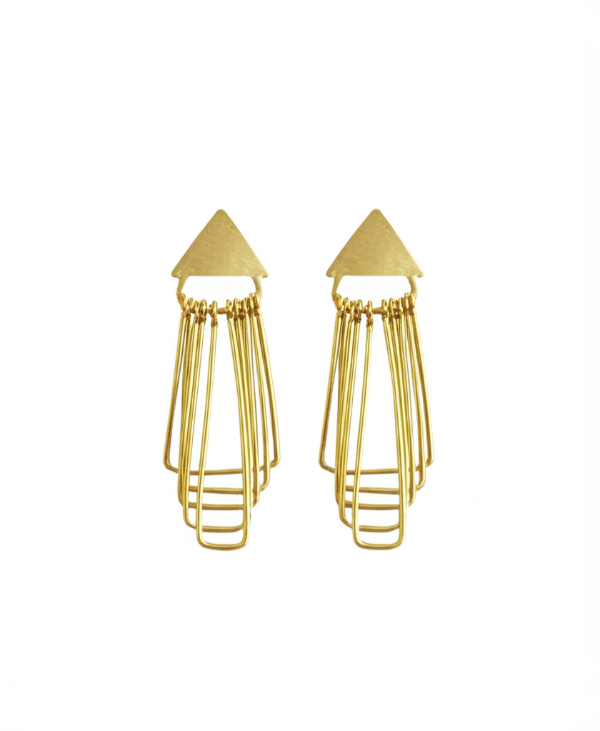 Geomatric design fusion earings | Golden | Screw Type
