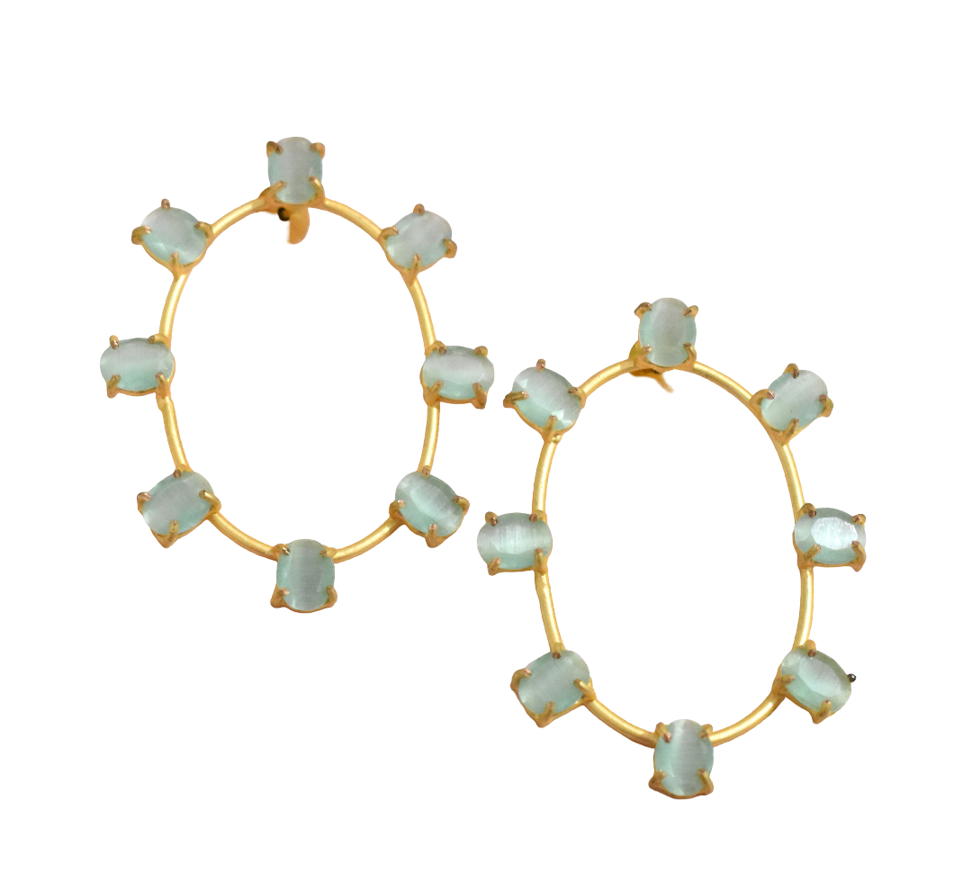 Geomatric design fusion earings | Golden | Screw Type