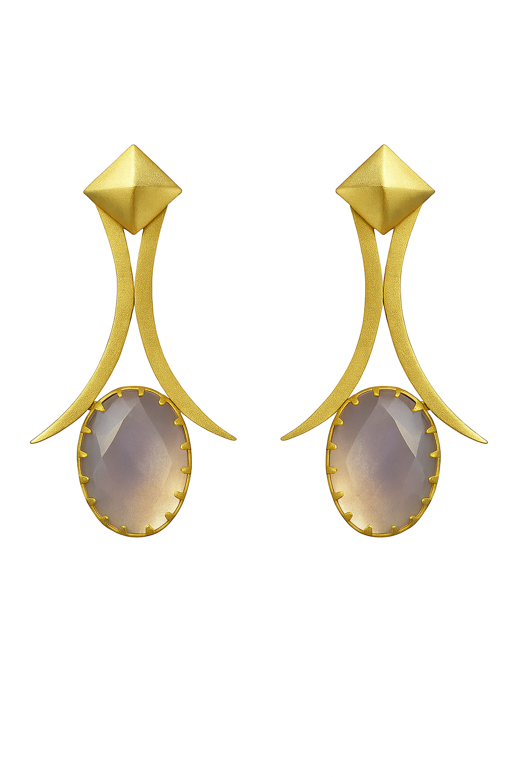 Geomatric design fusion earings | GEMSTONE | Screw Type