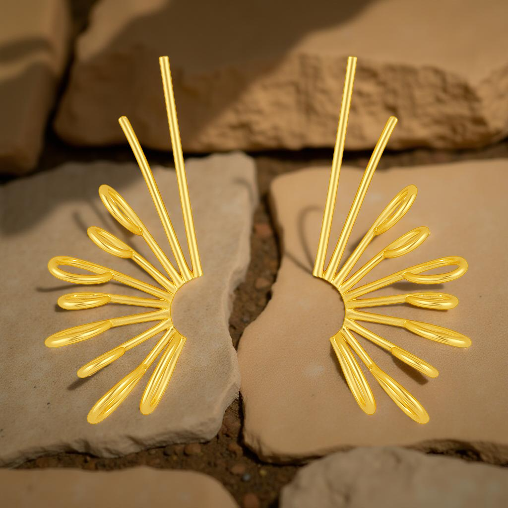Geomatric design fusion earings | Golden | Screw Type