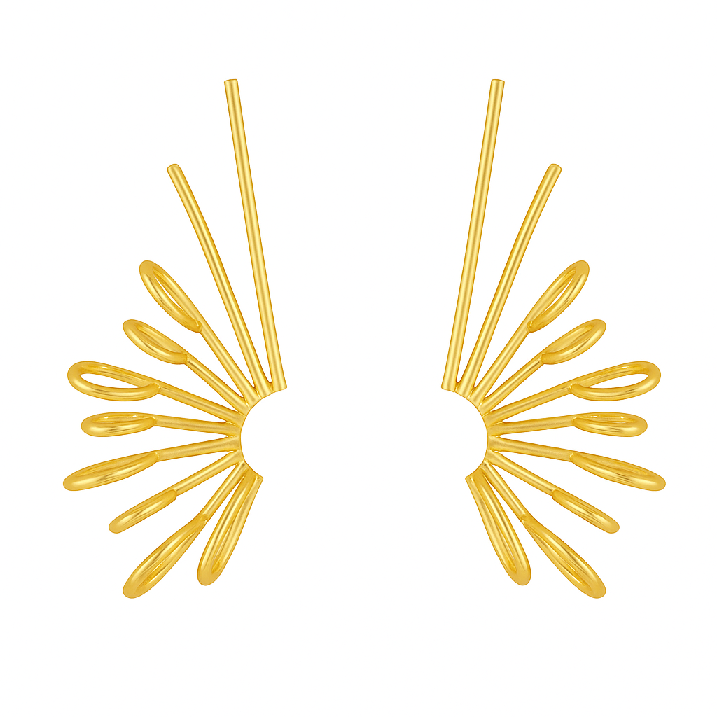 Geomatric design fusion earings | Golden | Screw Type