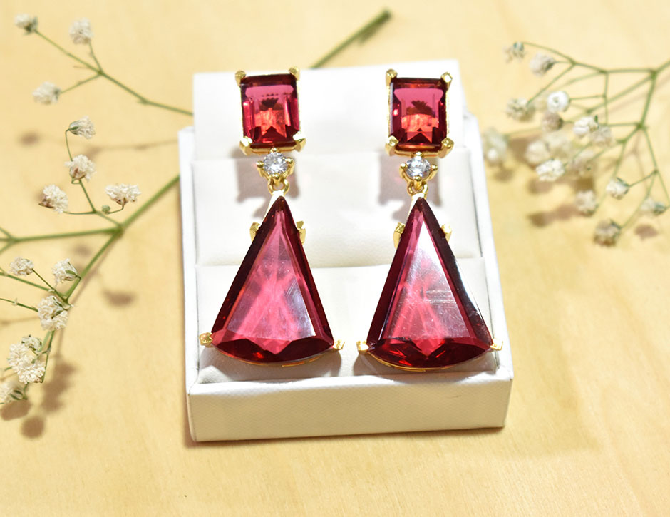 Maroon, 22KT Gold Finish
