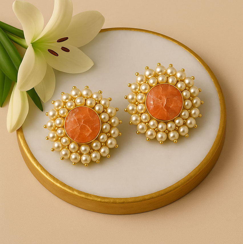 Elegant Daily Wear Studs | ORANGE
