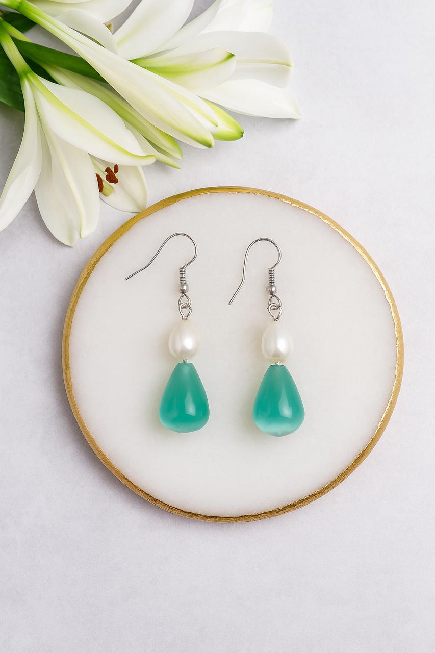 Tear Drop pearl earings,Crystal Teardrop| FRENCH WIRE | Triplet Offer