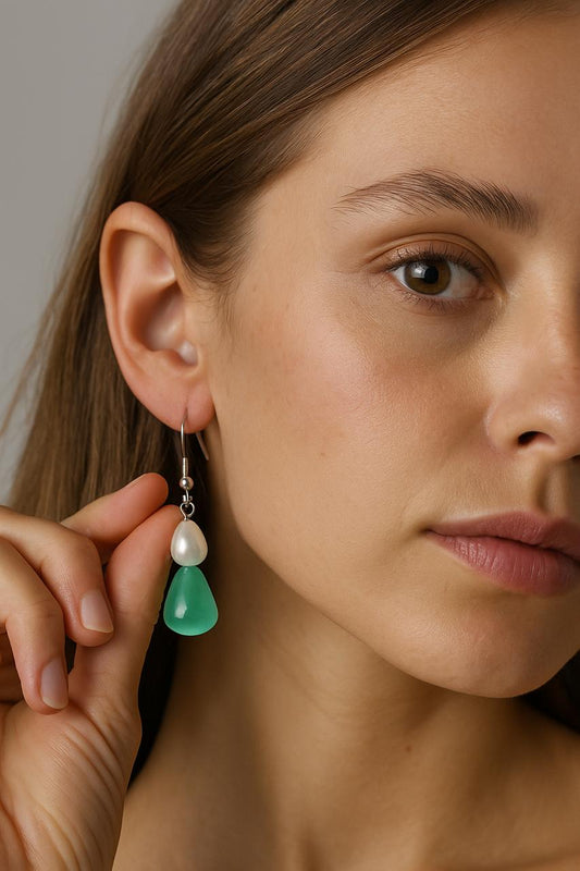 Tear Drop pearl earings,Crystal Teardrop| FRENCH WIRE | Triplet Offer