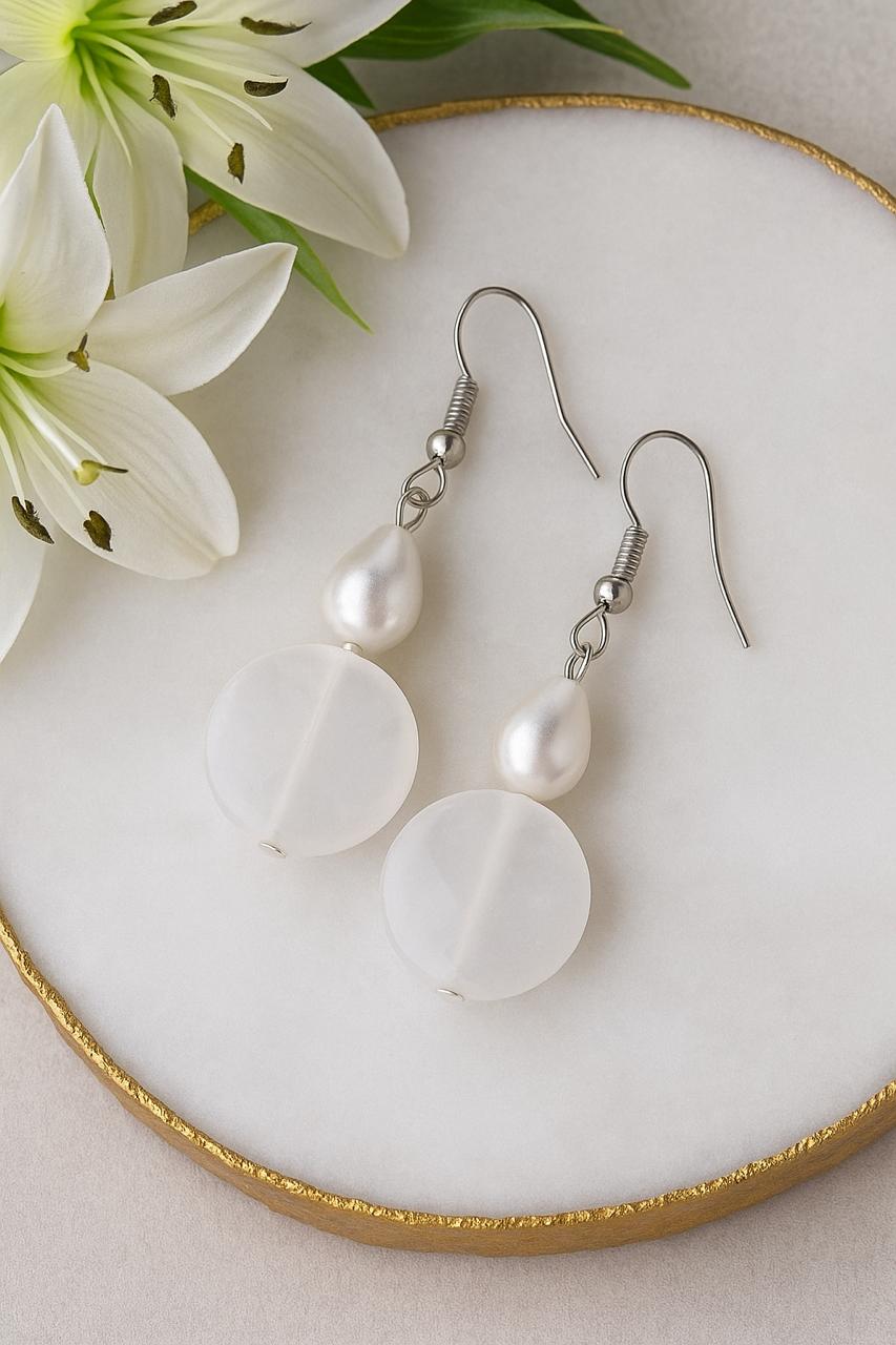 Beaded dangle earings,Crystal Teardrop| FRENCH WIRE | Triplet Offer