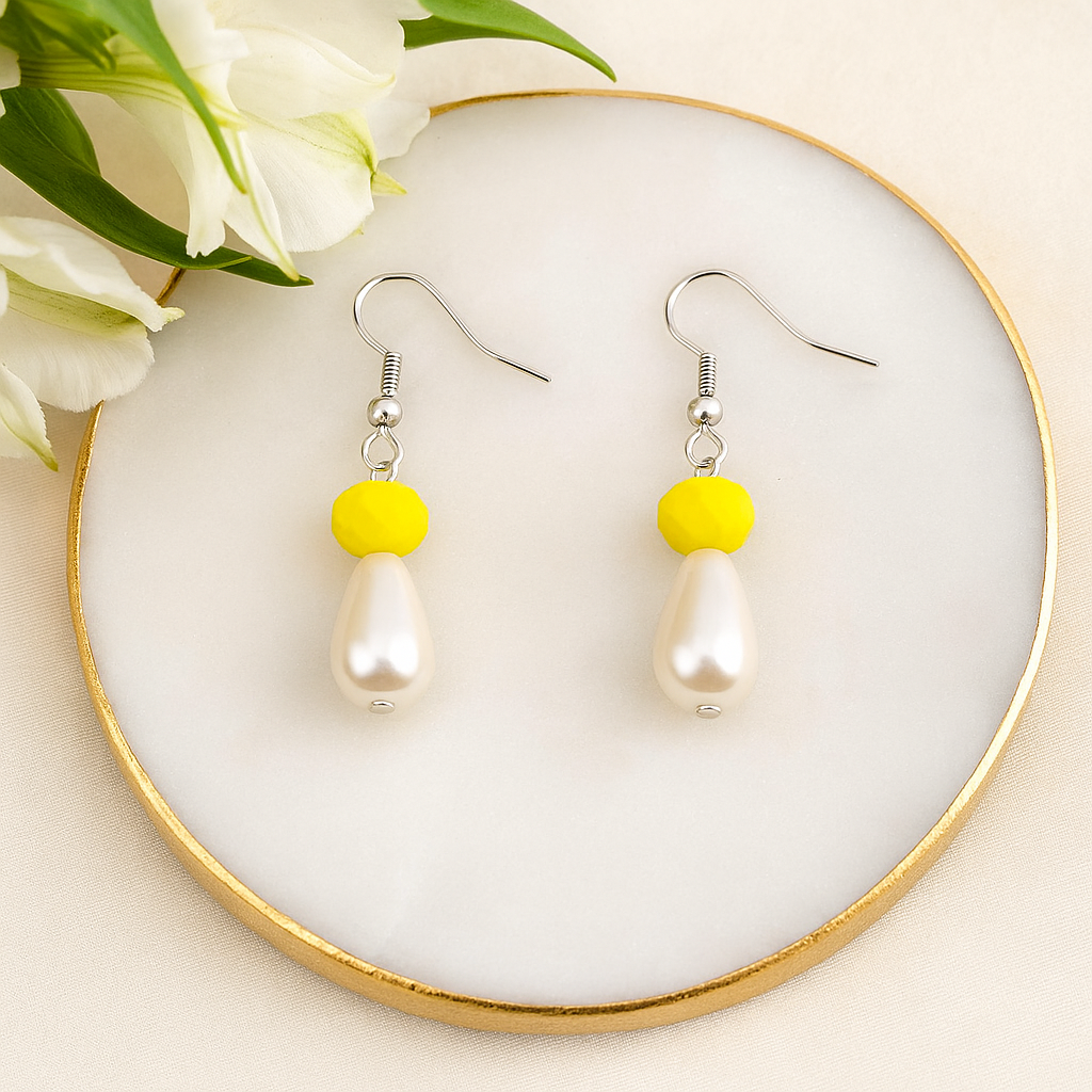 Beaded dangle earings,Crystal Teardrop| FRENCH WIRE | Triplet Offer