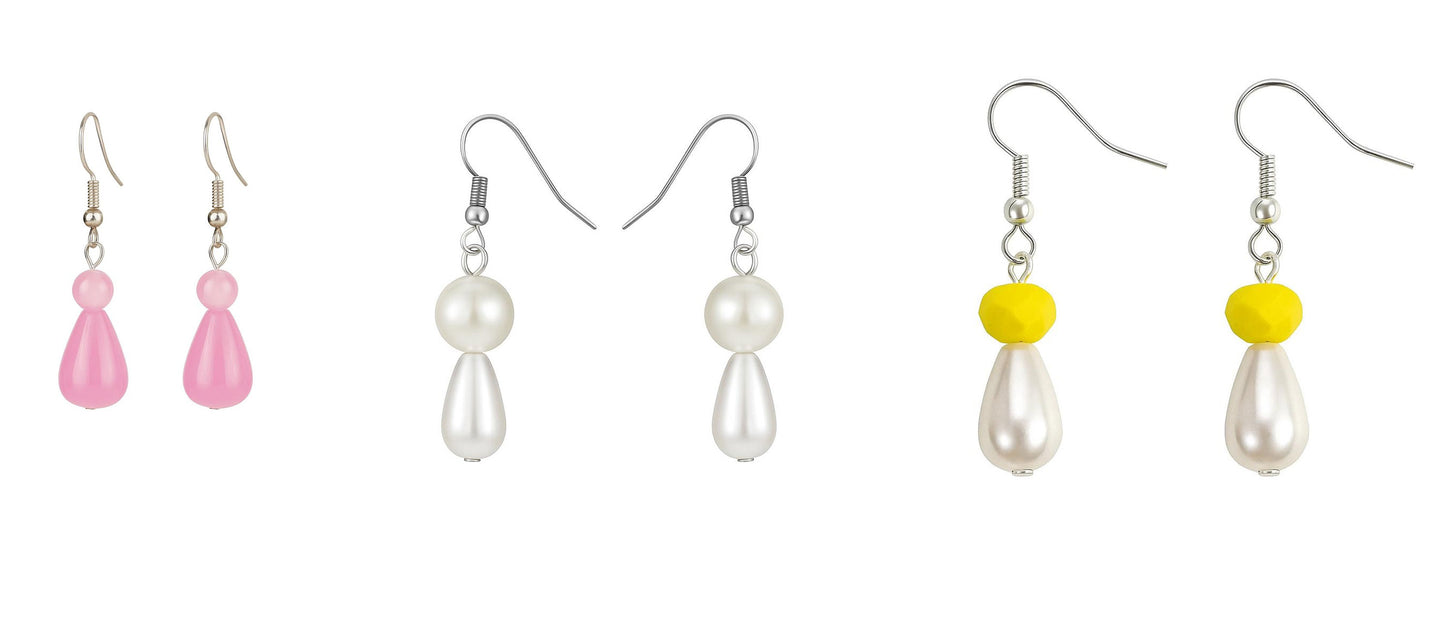 Beaded dangle earings,Crystal Teardrop| FRENCH WIRE | Triplet Offer