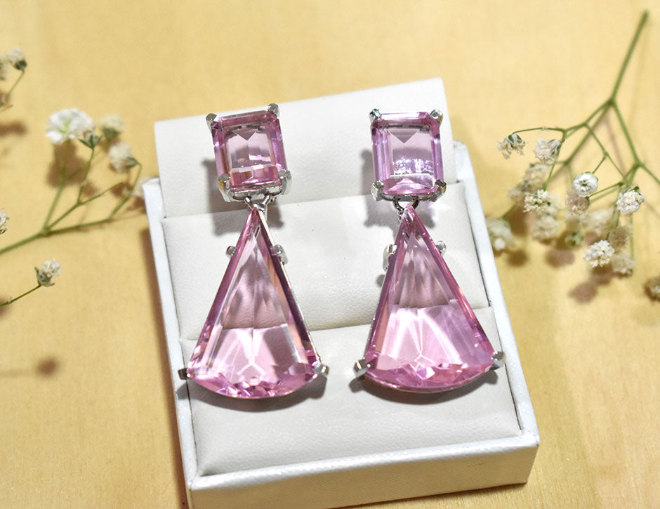 Pink 22KT-SILVER polished hand made earring
