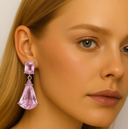 Pink 22KT-SILVER polished hand made earring