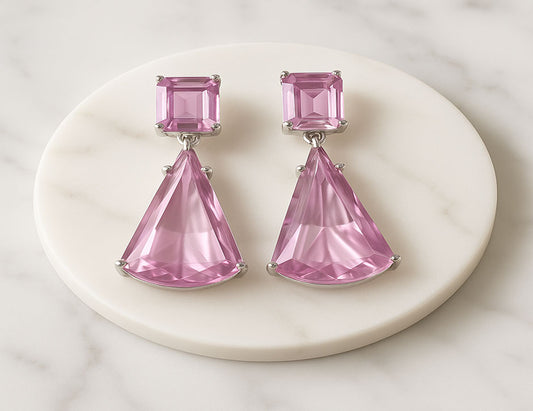 Pink 22KT-SILVER polished hand made earring