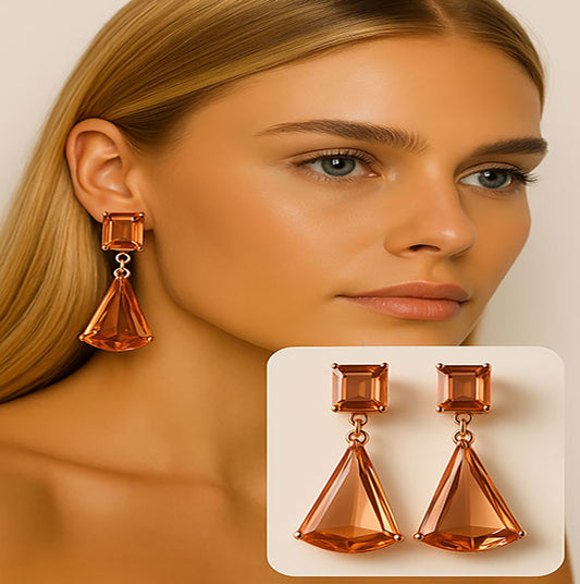 Light Brown, 22KT-SILVER Polished Earring