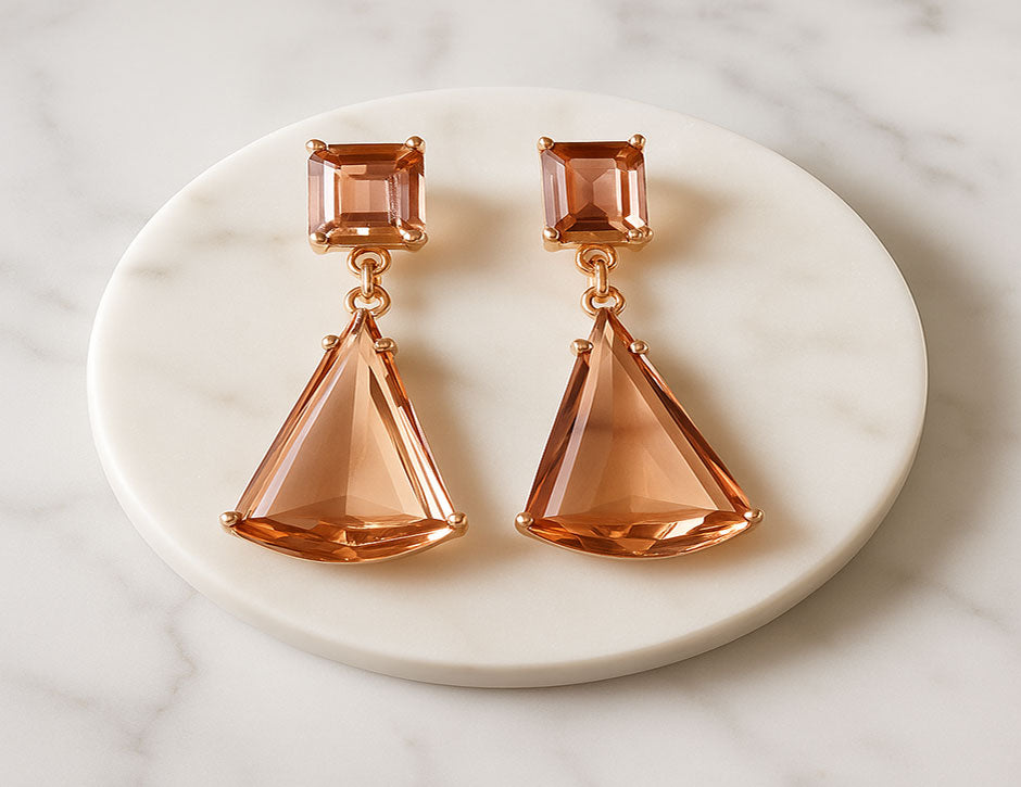 Light Brown, 22KT-SILVER Polished Earring