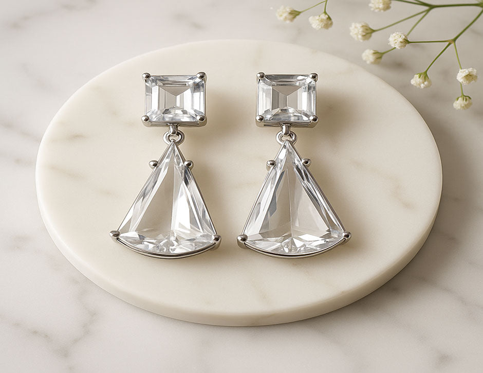 White, 22KT-SILVER Polished Earring