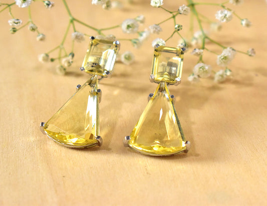 Lemon Yellow, 22KT-SILVER Polished Earring