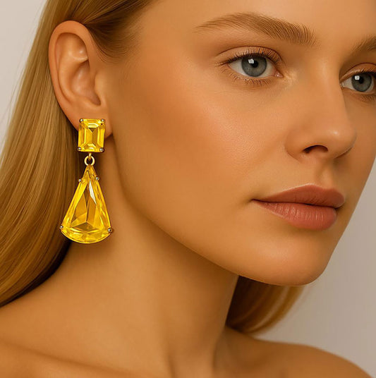 Lemon Yellow, 22KT-SILVER Polished Earring