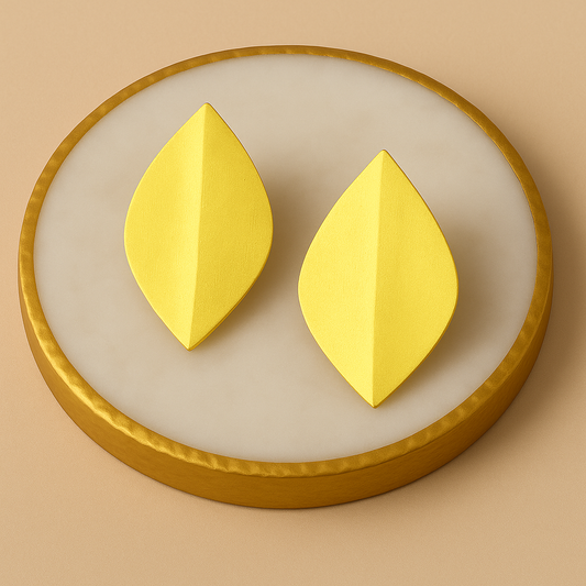 Geomatric design fusion earings | Golden | Screw Type