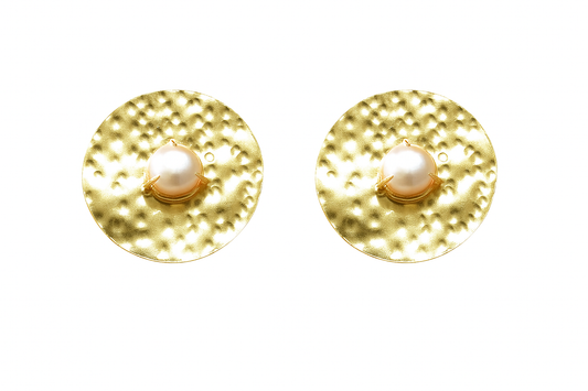 Geomatric design fusion earings | Golden | Screw Type