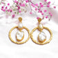 Geomatric design fusion earings | Golden | Screw Type