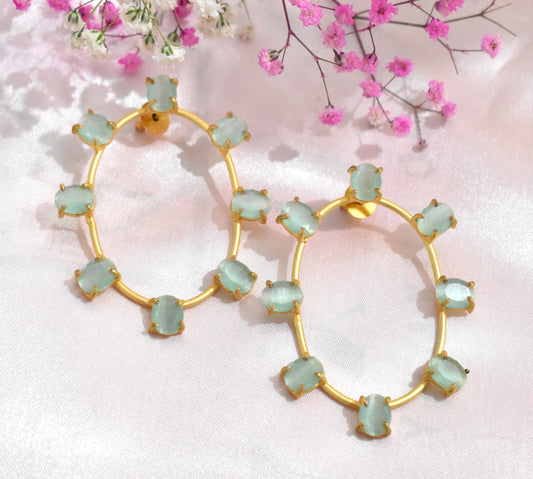 Geomatric design fusion earings | Golden | Screw Type