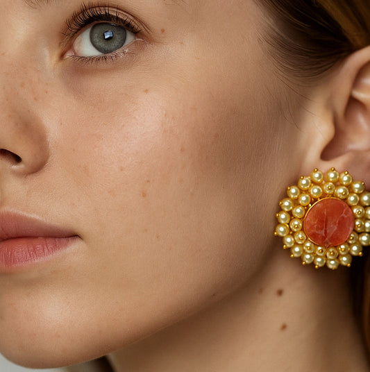 Elegant Daily Wear Studs | ORANGE