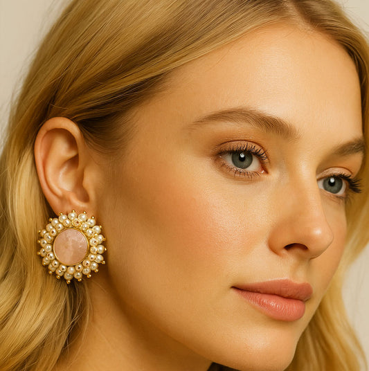 Elegant Daily Wear Studs | LIGHT PEACH