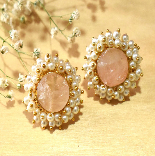 Elegant Daily Wear Studs | LIGHT PEACH