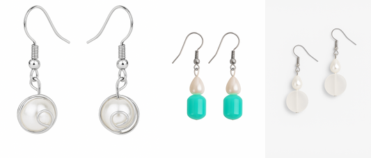 Beaded dangle earings,Crystal Teardrop| FRENCH WIRE | Triplet Offer