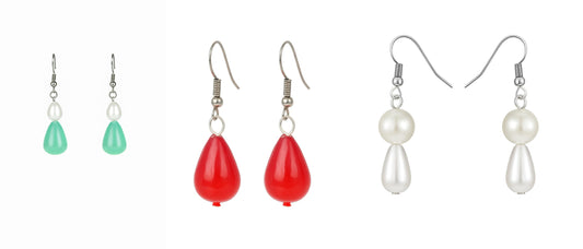 Tear Drop pearl earings,Crystal Teardrop| FRENCH WIRE | Triplet Offer
