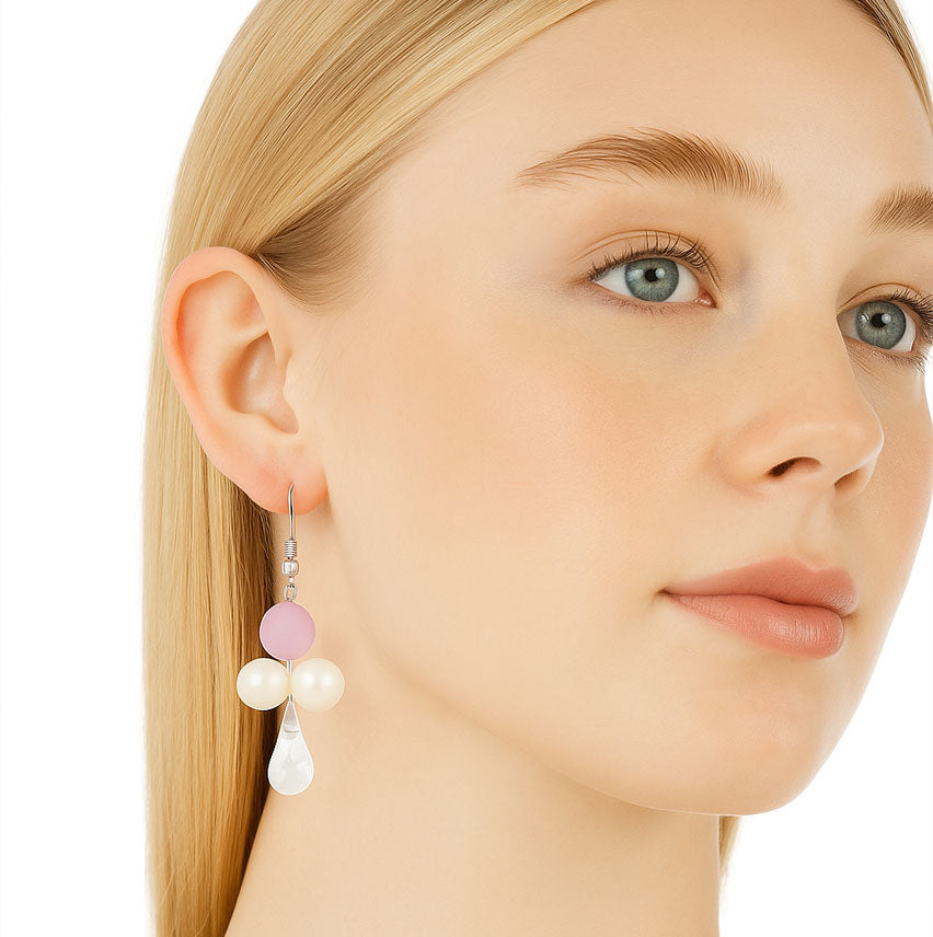 WHITE PINK | Contemporary Jewelry | Handmade Pearl Light Weight Earing