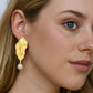 Geomatric design fusion earings | Golden | Screw Type
