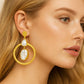 Geomatric design fusion earings | Golden | Screw Type