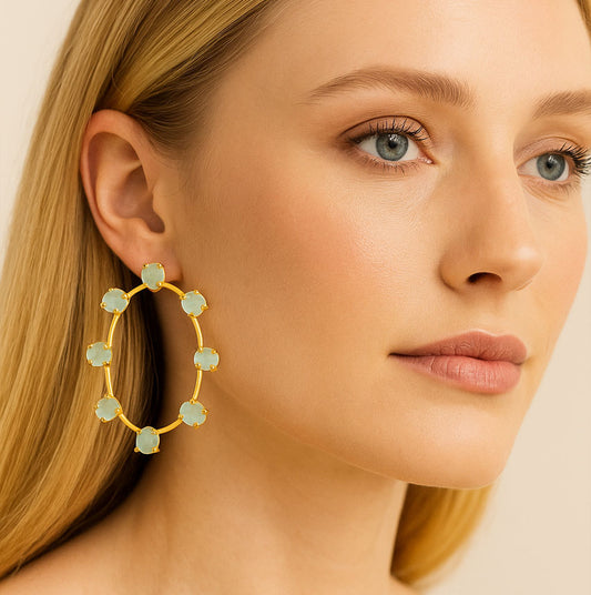 Geomatric design fusion earings | Golden | Screw Type